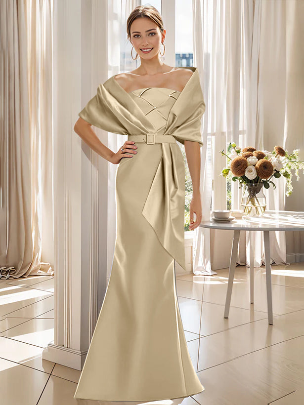 beige dresses for mother of the groom ZAPAKA Woman Beige Mother Of Bride Dress A Line Flutter Sleeves Evening Dress With Lace Appliques, Beige / US26W