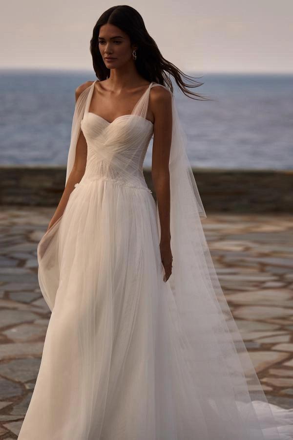 ruched ivory dress May Queen MQ2056B Ivory Ruched Lace Up Back Wedding Gown