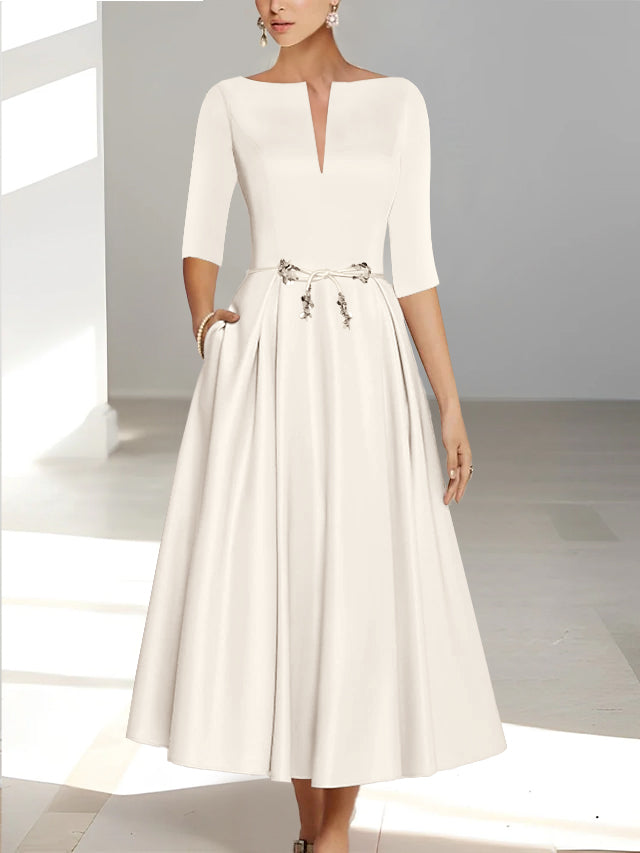 mother of the groom ankle length dresses Ankle-Length Bride A-Line Dress with Half Sleeves and Pockets It features a one Size:US size 8 New Arrivals The Dress Debate: Black