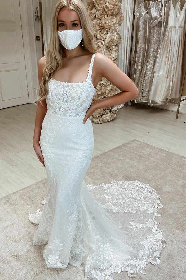 BC5904 Mermaid Wedding Gown with Sleeveless Bateau Neckline and Appliq BC5904 Mermaid Wedding Gown with Sleeveless Bateau Neckline and Appliq