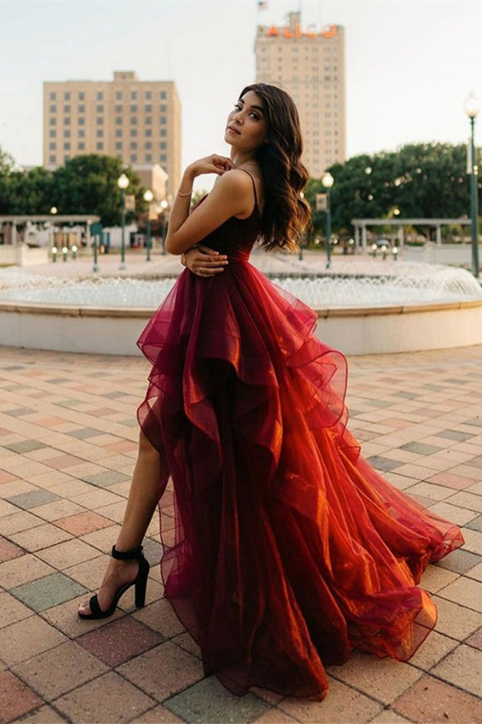burgundy spaghetti strap prom dress Spaghetti Straps Simple Burgundy Long Prom Dress fg1794