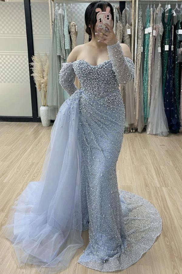 blue tulle mermaid prom dress with beaded Beaded Royal Blue Ruffled Tailor Made Mermaid Prom Long Dress