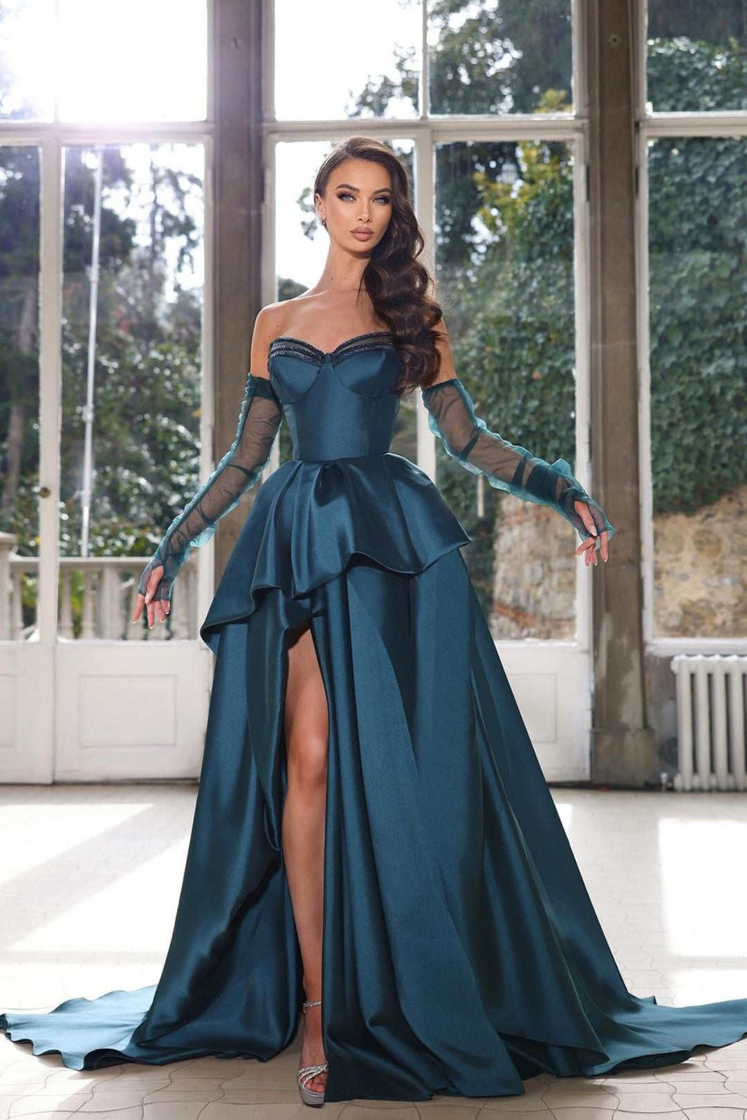 ink blue dress Glamorous Half Sleeves Formal Strapless With High Split Gown black wedding dress plus size DGKaxiyaHM Men No Iron size and straight Size:17M