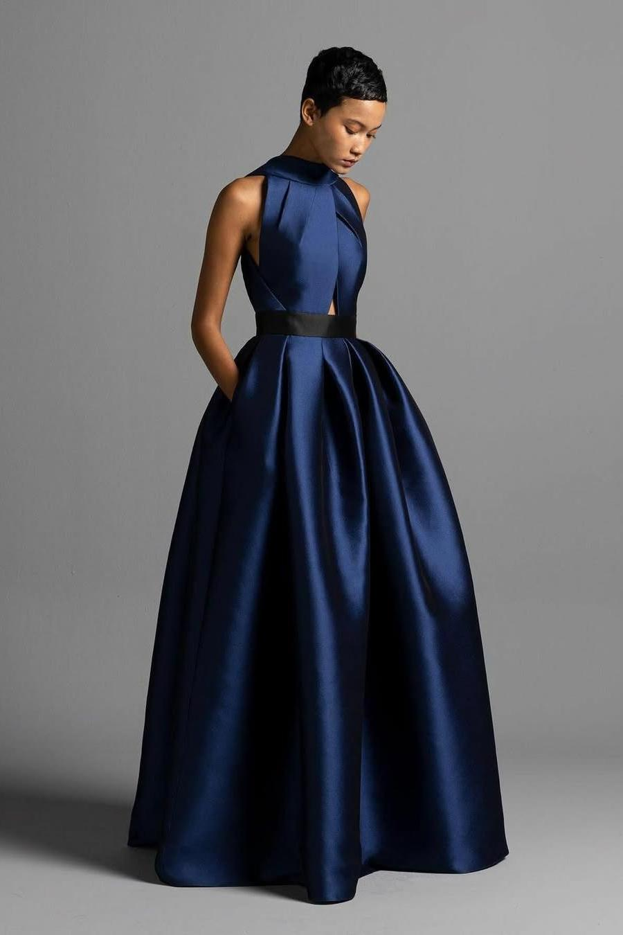 long halter dress formal Sleeveless High Waist With Pocket Pleated Size:0/3m CUT-OUT BLOUSE PS25692E 22 / Beige Evening Party