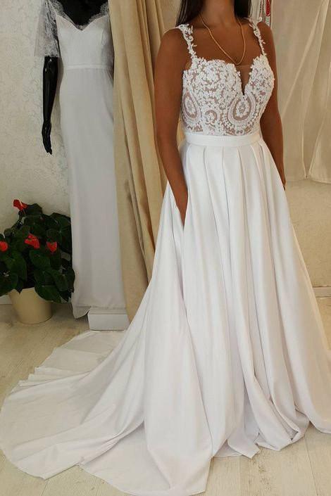 princess polly baby blue dress A Line Sweetheart Ivory Tulle Beach Wedding Dress With Appliques – 27Prom main image 0