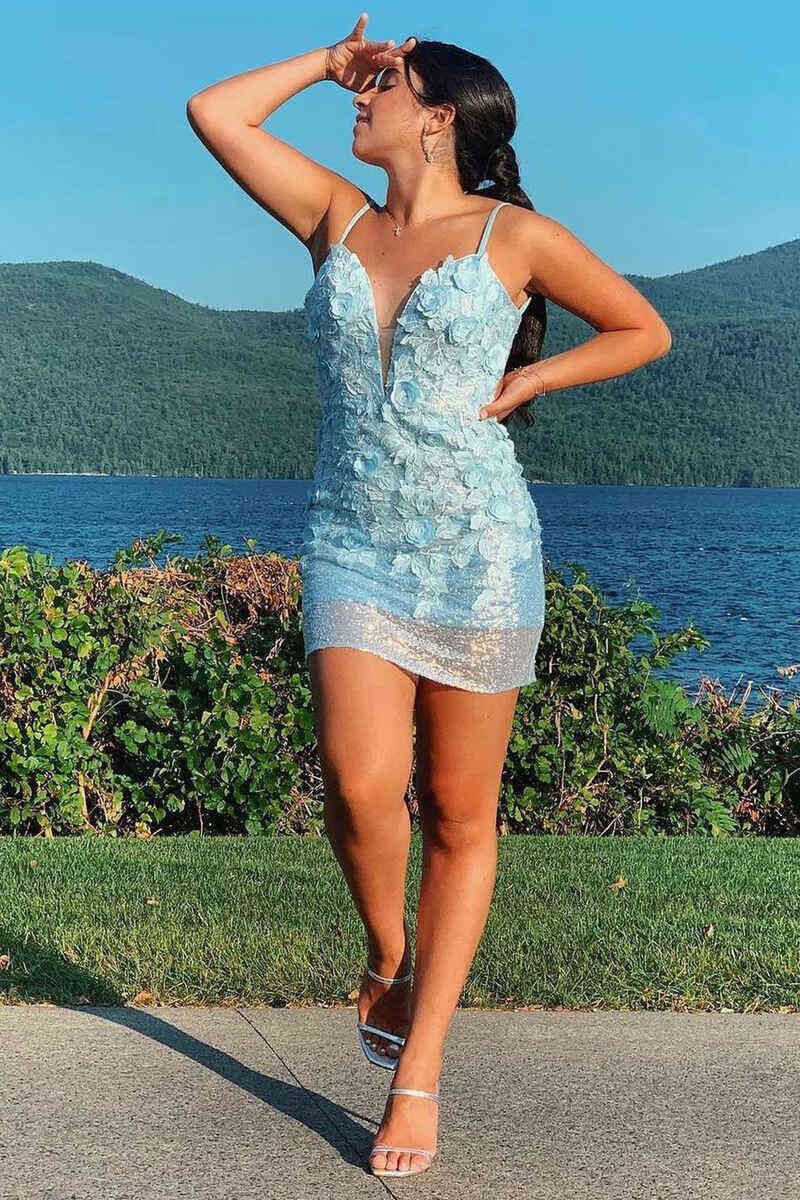 blue dress for baby girl Koscy Bodycon Backless Sequins Homecoming Dress