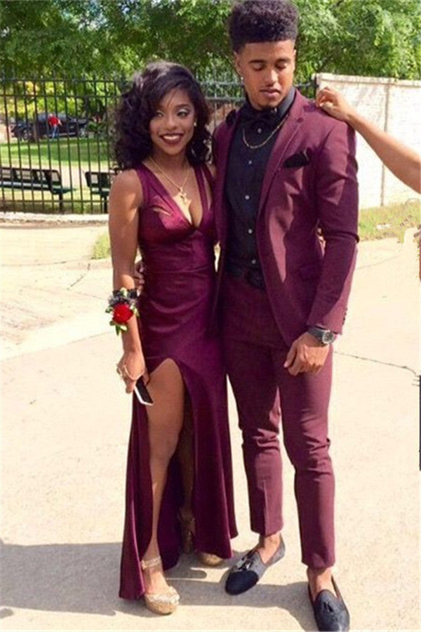 Koscy Burgundy Casual Prom Party Suit