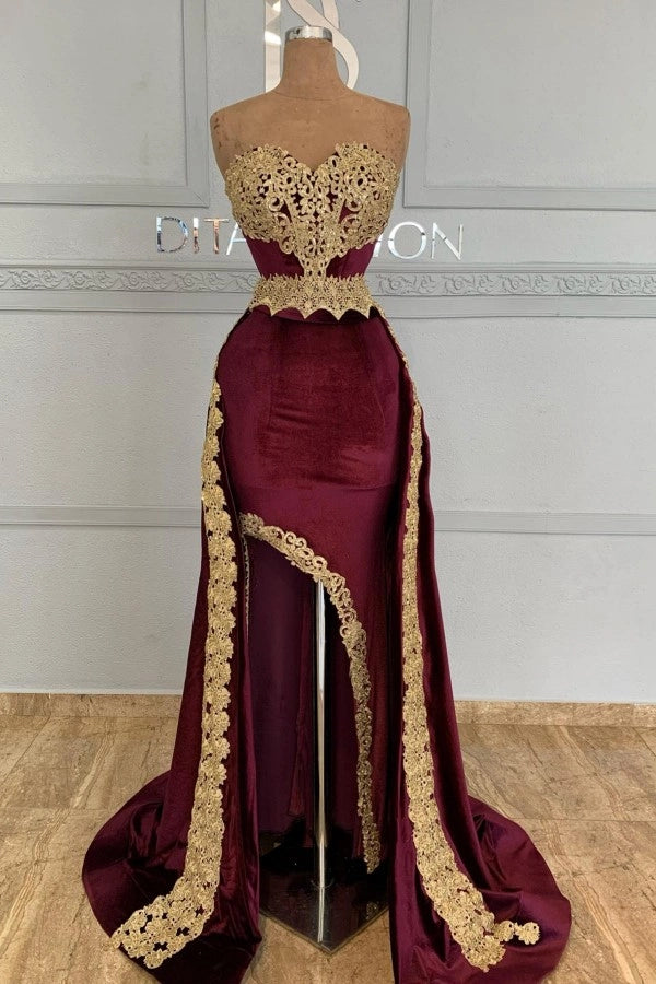 burgundy mermaid wedding dress Sexy Burgundy Mermaid Ball Gown Long Backless Wedding Dress TCD7205
