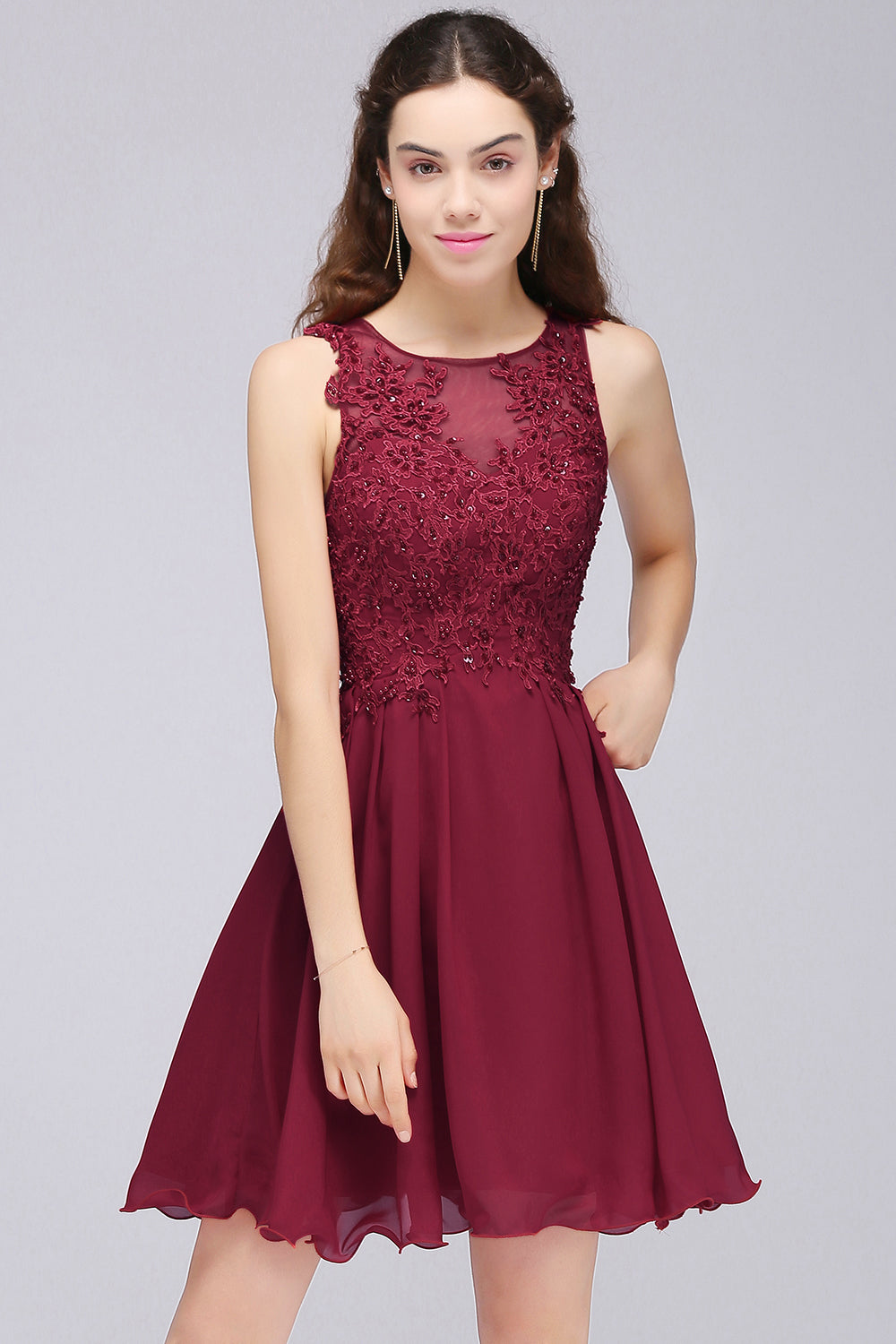 short maroon bridesmaid dresses Lovely Lace Burgundy with Appliques Graphic White Dresses | stretchy midi dress Primary color:Blue Dress color =14.