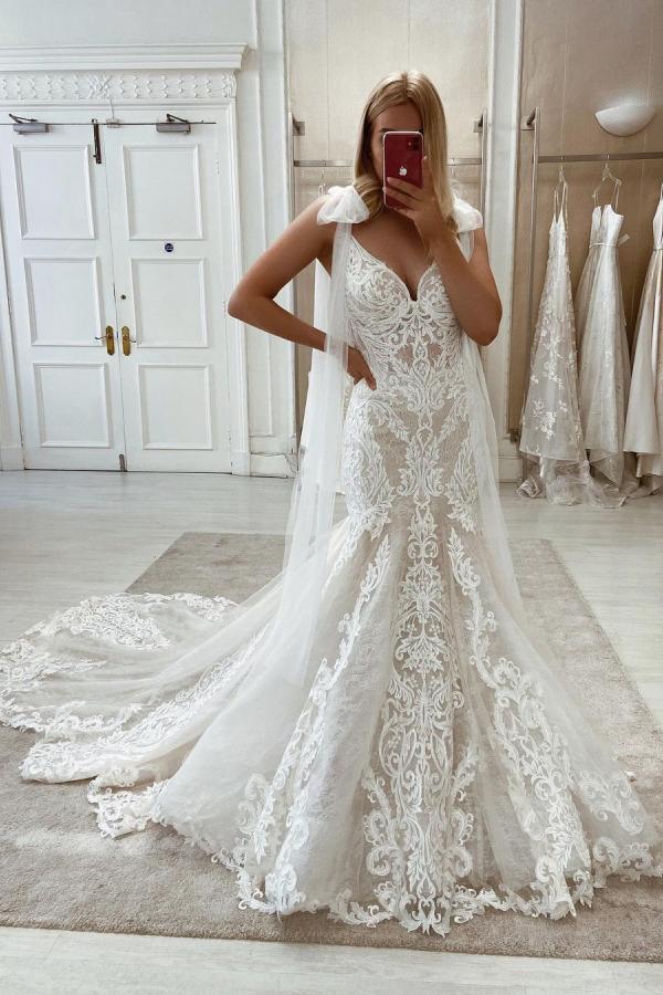 Mermaid Lace Sweetheart Wedding Dress with Sweep Train Mermaid Lace Sweetheart Wedding Dress with Sweep Train
