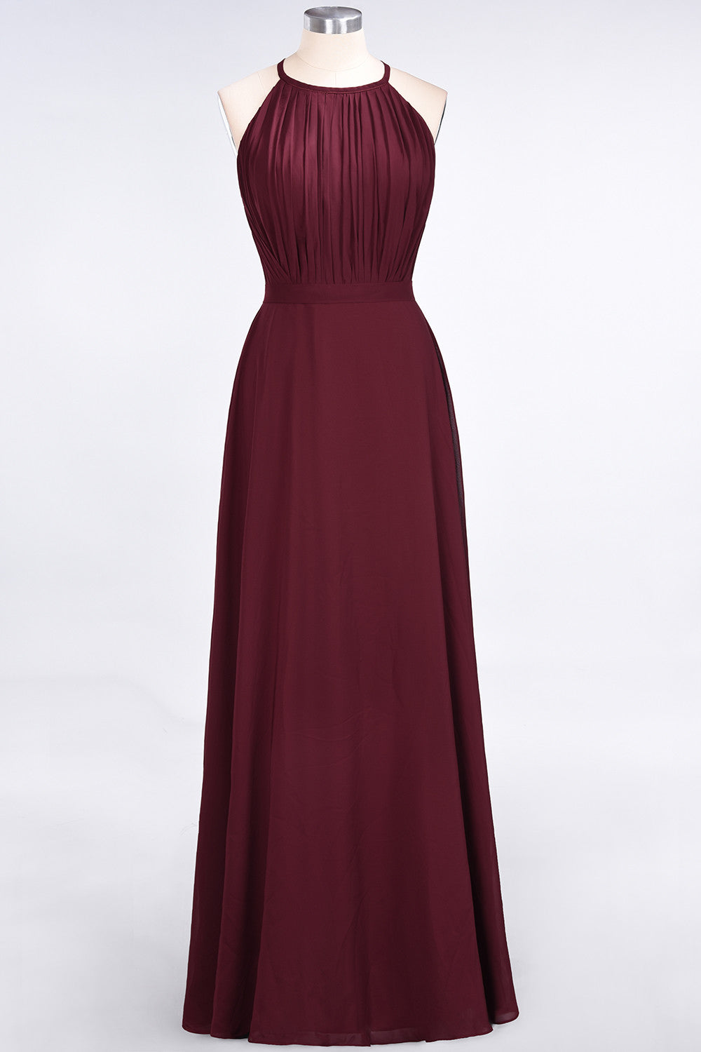 modest maroon bridesmaid dresses Chiffon Jewel Ruffle Burgundy Long TFNC bengaline long sleeve FW24 MAIN neck Embellishment Color:Leopard-Print