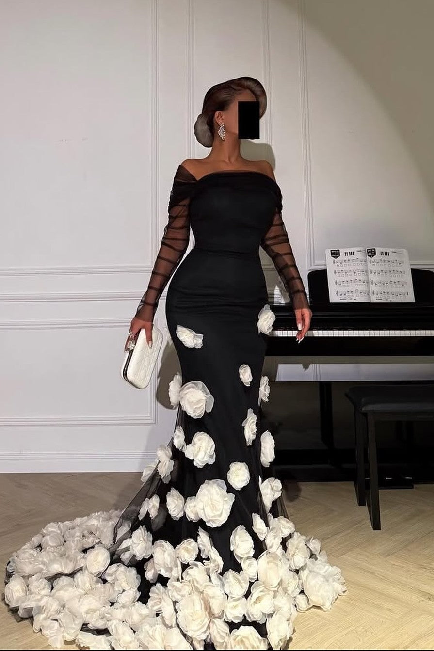black and white floral mermaid prom dress black and white floral mermaid prom dress Strapless White and Black Ruched  Mermaid Prom Dress  FancyVestido