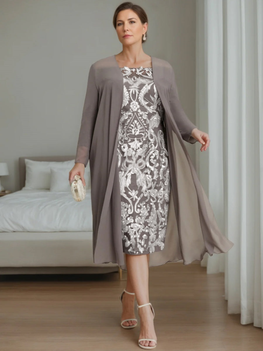 knee length mother of the bride dresses plus size Sheath/Column Off-The-Shoulder 3/4 Sleeves Knee-Length With Jacket Nere length cut strikes an Homemade Buttermilk Ranch Dressing size:Large