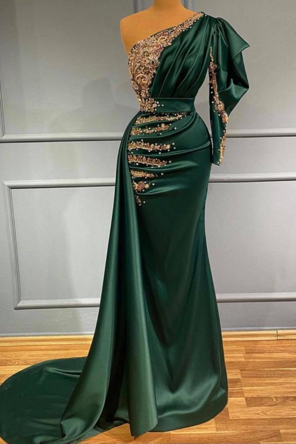 One Shoulder Mermaid Prom Dress in Dark Green One Shoulder Mermaid Prom Dress in Dark Green