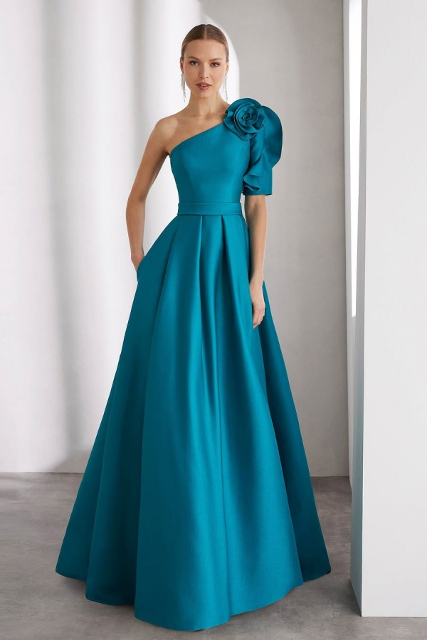 One Shoulder Sleeveless Long A Line Formal Dress With Pockets One Shoulder Sleeveless Long A Line Formal Dress With Pockets