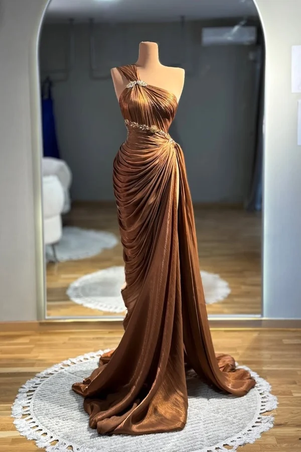 One Shoulder Sleeveless Long Mermaid Formal Dress With Pleated One Shoulder Sleeveless Long Mermaid Formal Dress With Pleated