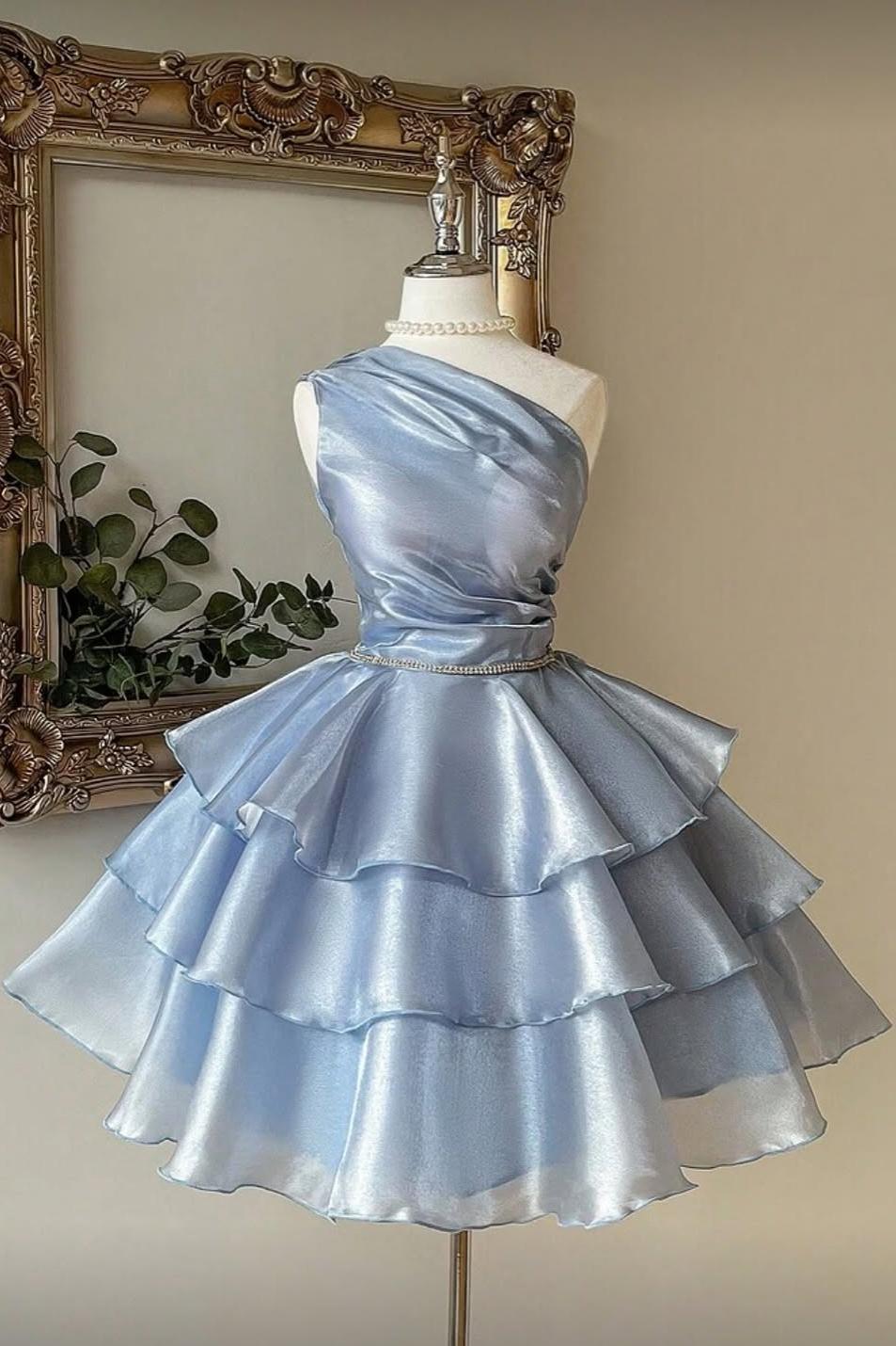 One Shoulder Sleeveless Short Formal Dress With Pleated Ruffle One Shoulder Sleeveless Short Formal Dress With Pleated Ruffle