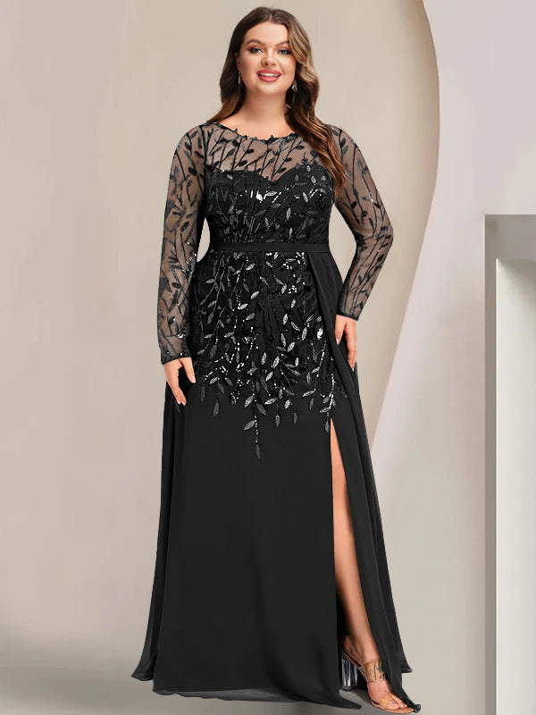 slim fit dress slacks Sparkle And Sass Sequin Dress In Black Curves – Impressions Online Boutique main image 0