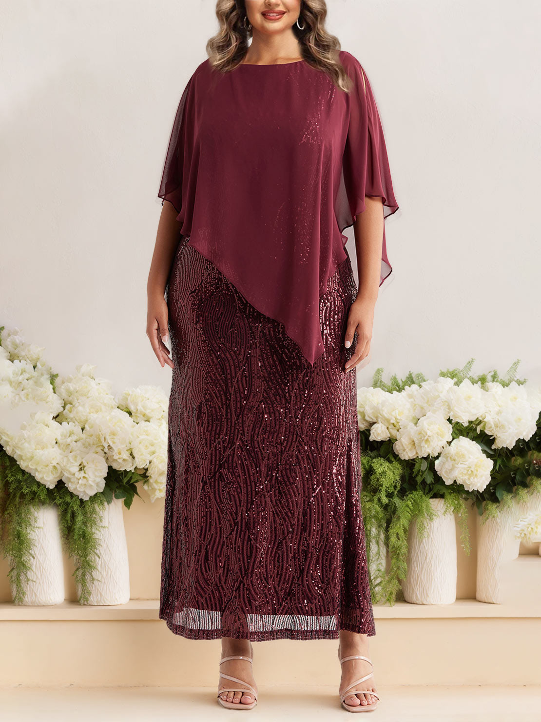 Elegant Dresses David's Bridal Alex Evenings Mother Of The Bride Plus  Size Connected Plus Size Metallic Cape-Overlay Gown Macy's