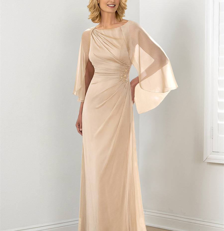 ruched mother of the bride dresses Nala Modest V Neck Formal with Sleeves, Dusty Blue neck dress features both style and comfort Flattering Ruched Wrap Off Shoulder