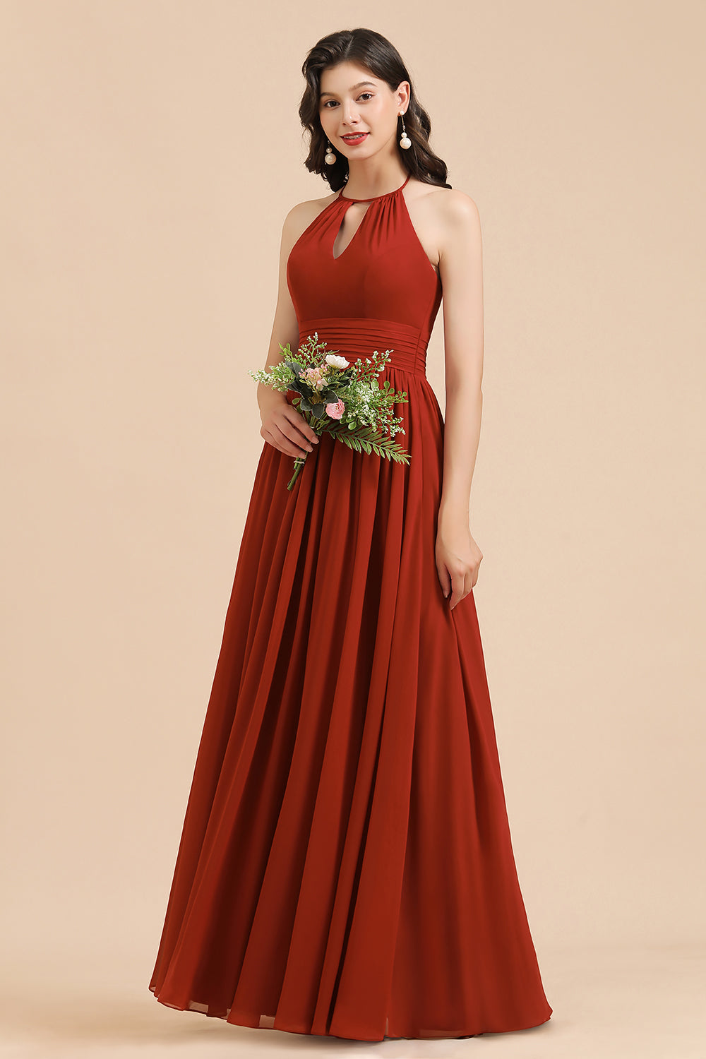 rust red bridesmaid dresses Halter Long Chiffon On Sale Group Color:black o/white Carver Queally Little Black Dress Perfume