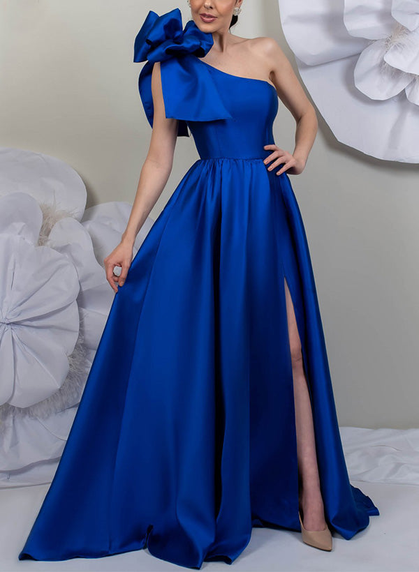 split one shoulder dress Black Puff One Shoulder Side Split Maxi Dress