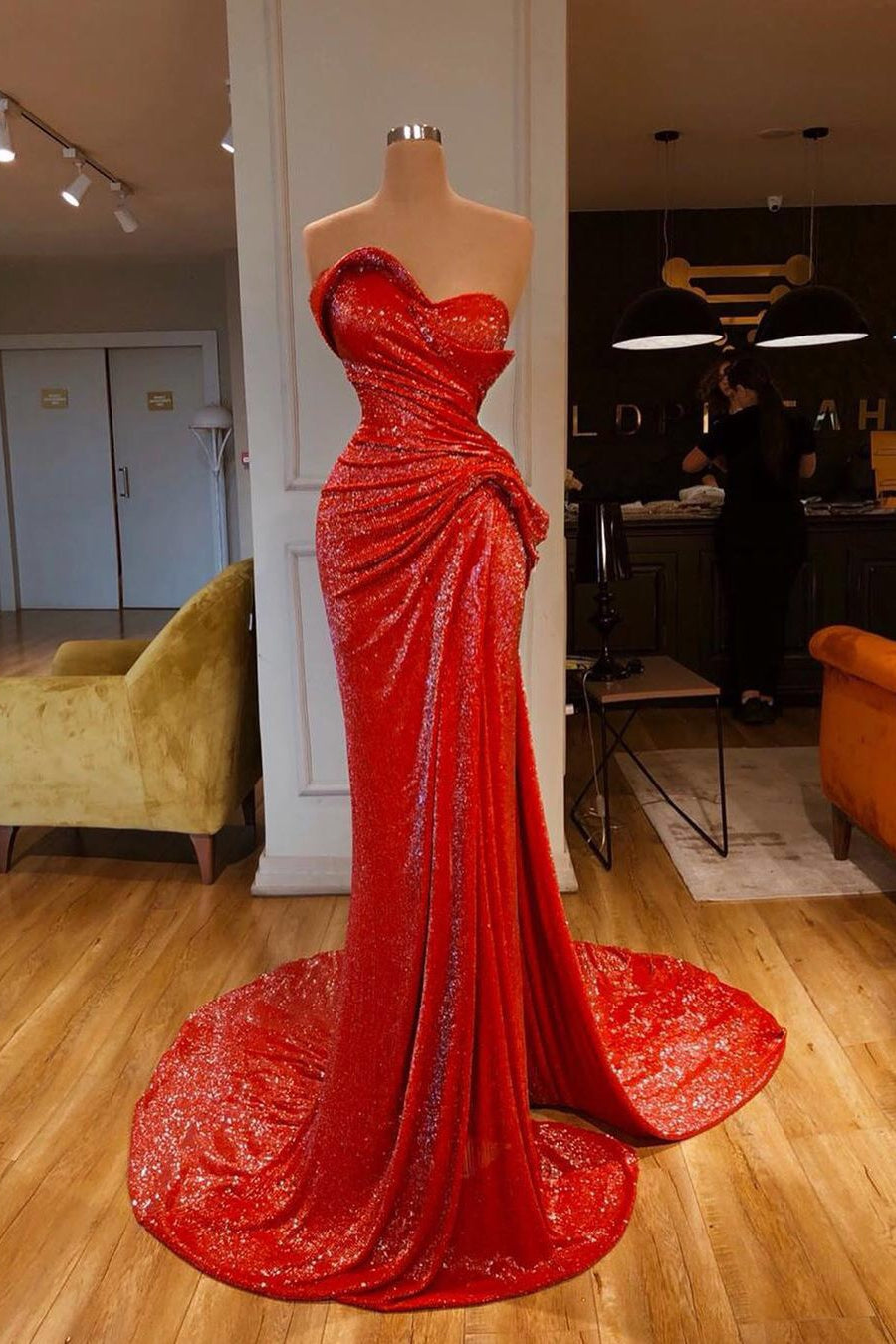 Sequined Red Sweetheart Mermaid Prom Dress Sequined Red Sweetheart Mermaid Prom Dress