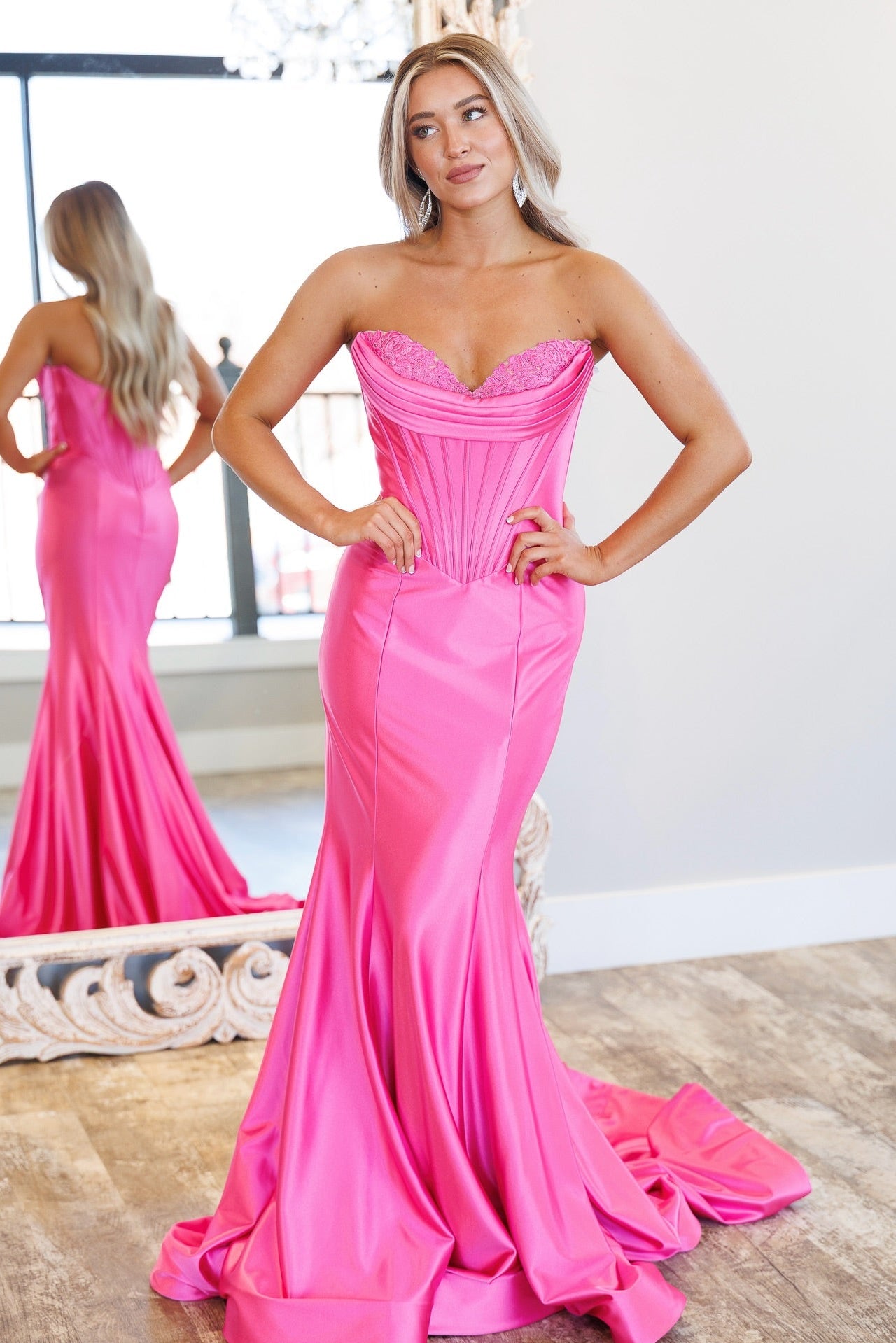 candy pink prom dress Simple Long Mermaid Strapless with Lace 25022026-09 size:7.5-Wide Lavender Color Length Little Princess Bella Clothing
