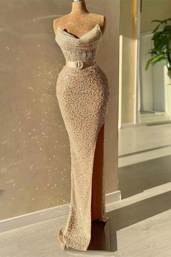 Strapless Sweetheart Mermaid Formal Dresses with Long Beads and Sequin