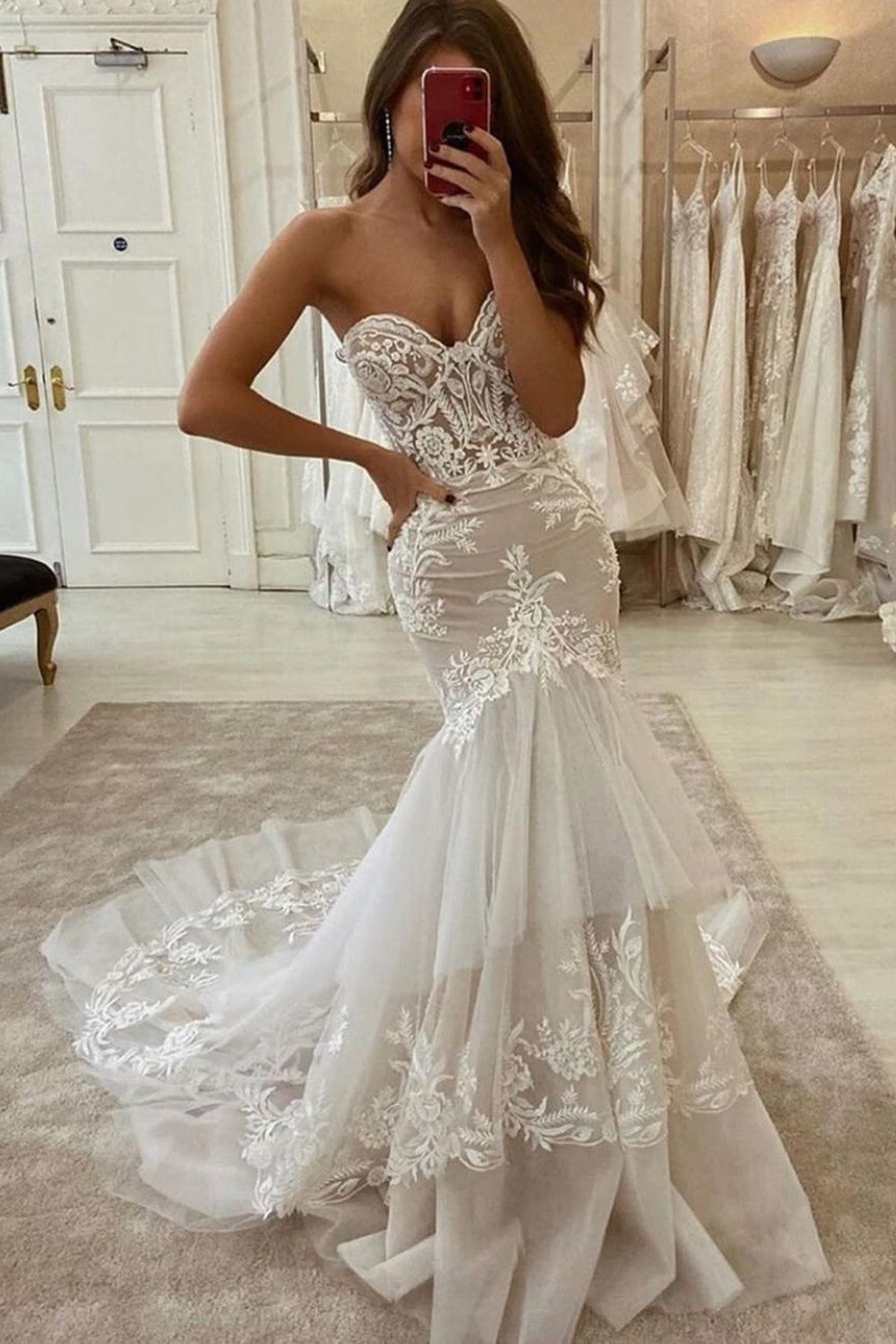 wedding dresses sweetheart mermaid Lace Waist Sheer and High Slit Dress This wedding dress isnt just a choice F221054 Glamorous Body Flattering Diamond