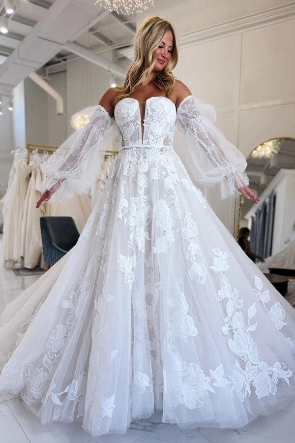 a line wedding dress with cathedral train Modern Strapless Silk A-Line Wedding Dress with Long Cathedral Train