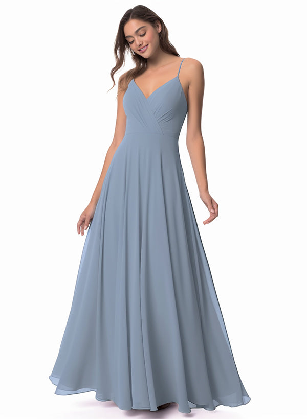A-Line Chiffon Bridesmaid Dress With V-neck A-Line Chiffon Bridesmaid Dress With V-neck
