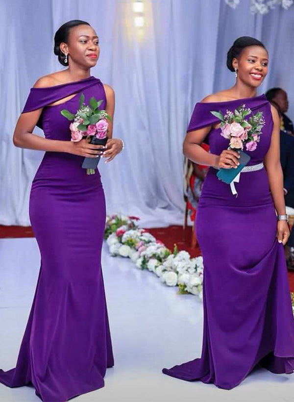 Asymmetrical Sleeveless Sweep Train Bridesmaid Dresses Asymmetrical Sleeveless Sweep Train Bridesmaid Dresses
