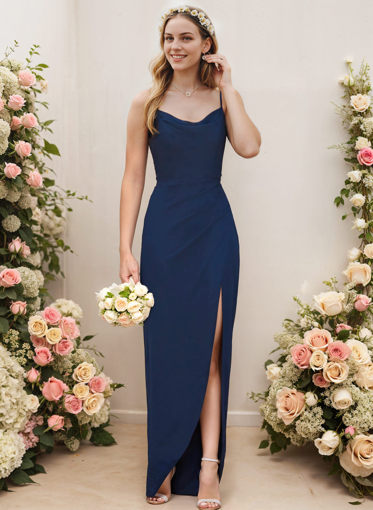 cowl neck chiffon bridesmaid dress Chiffon Bridesmaid Dresses With Cowl Neck Sheath/Column
