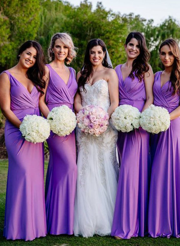 Floor-Length Jersey Bridesmaid Dresses with V-Neck and Sleeveless Floor-Length Jersey Bridesmaid Dresses with V-Neck and Sleeveless