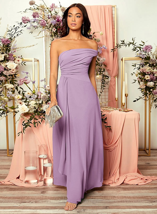 One-Shoulder A-Line Chiffon Prom Dress with Cascading Ruffles and Floor-Length Hem