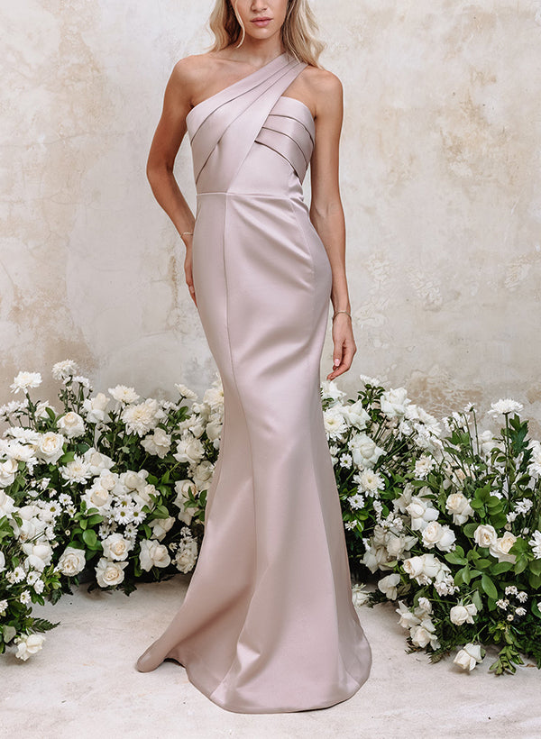 One-Shoulder Satin Bridesmaid Dresses - Trumpet/Mermaid Style One-Shoulder Satin Bridesmaid Dresses - Trumpet/Mermaid Style