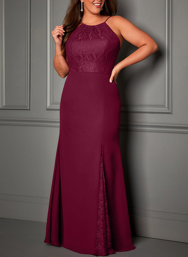 Sleeveless Chiffon Bridesmaid Dresses With Lace Trumpet/Mermaid Style