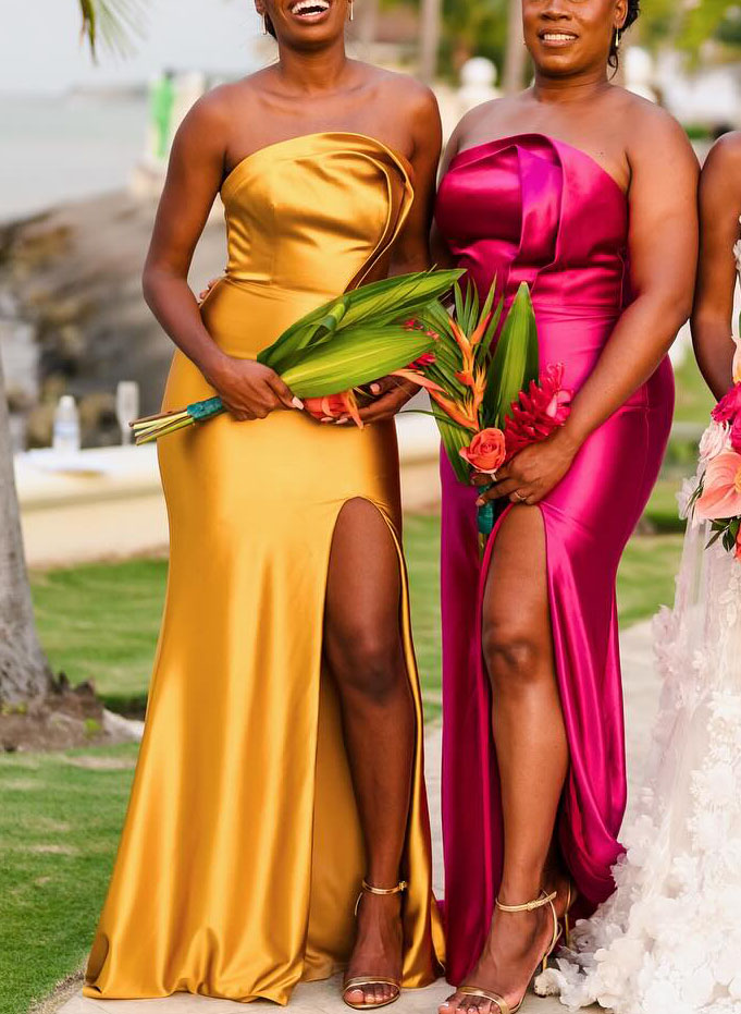 trumpet mermaid bridesmaid dresses Strapless Silk-Like Satin Trumpet Mermaid Bridesmaid Dresses