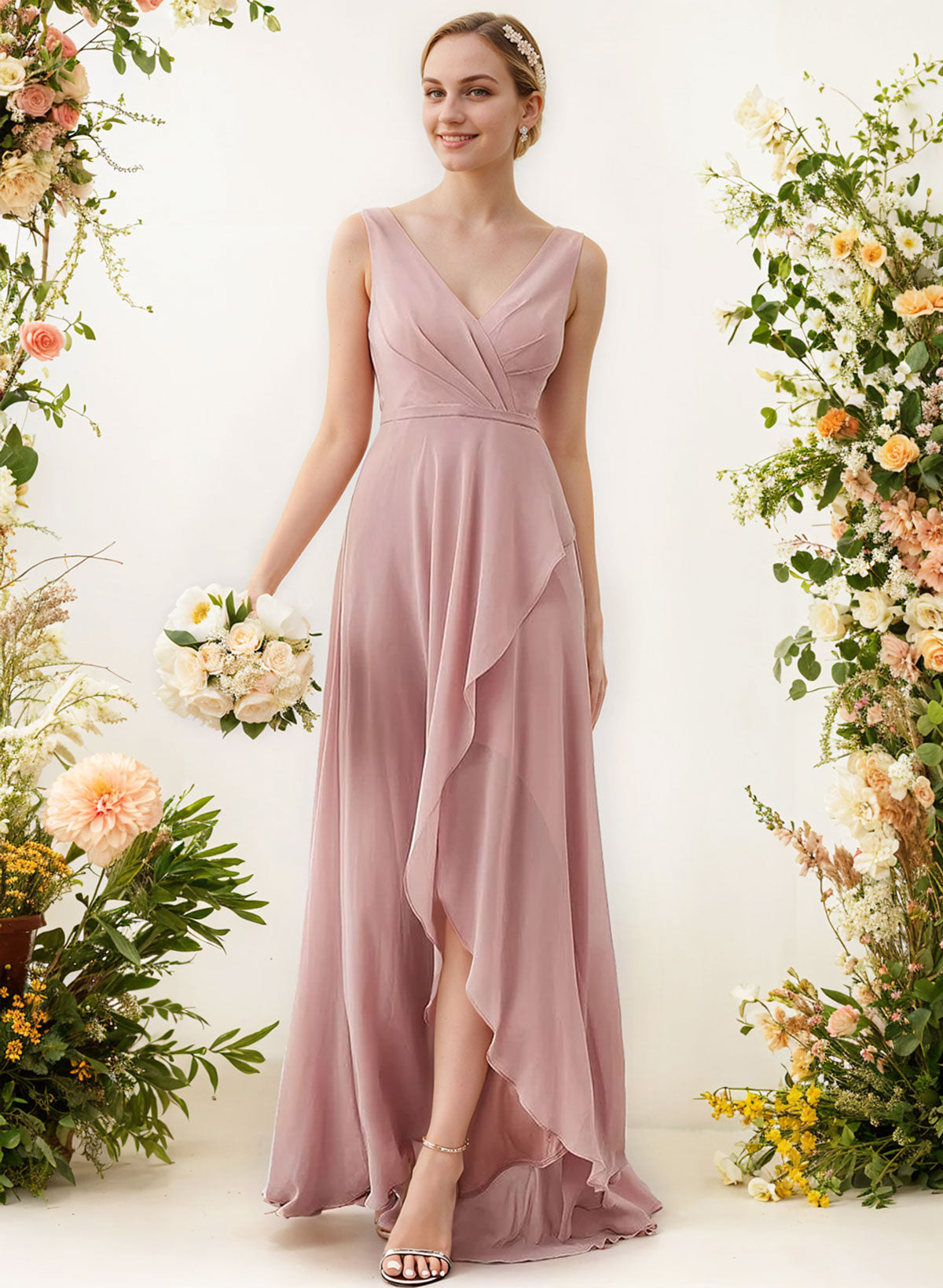 V-Neck Sleeveless A-Line Bridesmaid Dresses With Ruffle Chiffon Regula V-Neck Sleeveless A-Line Bridesmaid Dresses With Ruffle Chiffon Regula