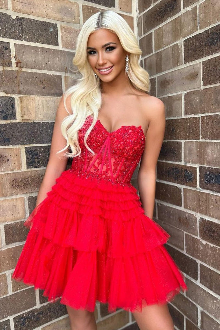 Koscy A-Line Sweetheart Lace Short Homecoming Dress