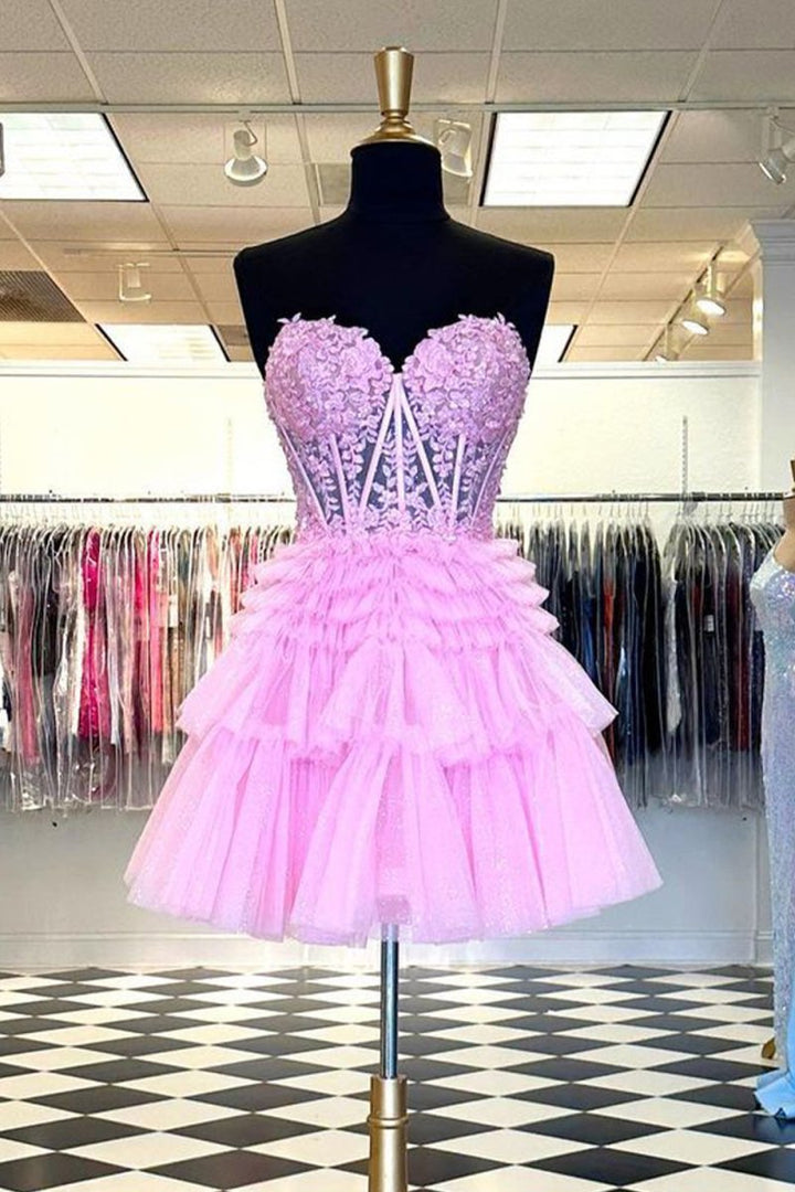 Koscy A Line Sweetheart Homecoming Dress with Ruffles