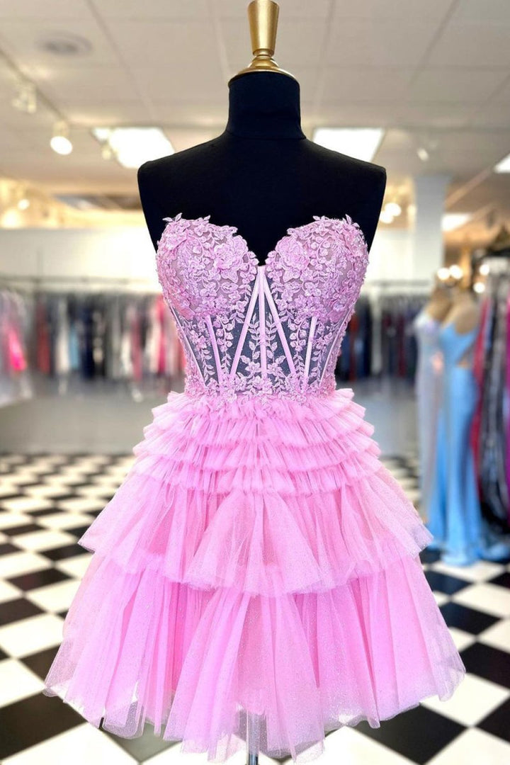Koscy A Line Sweetheart Homecoming Dress with Ruffles