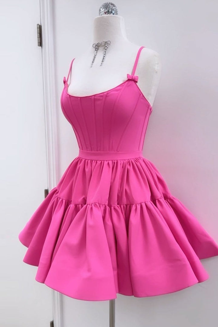 Koscy A-line Ruffled Lace-Up Homecoming Dress