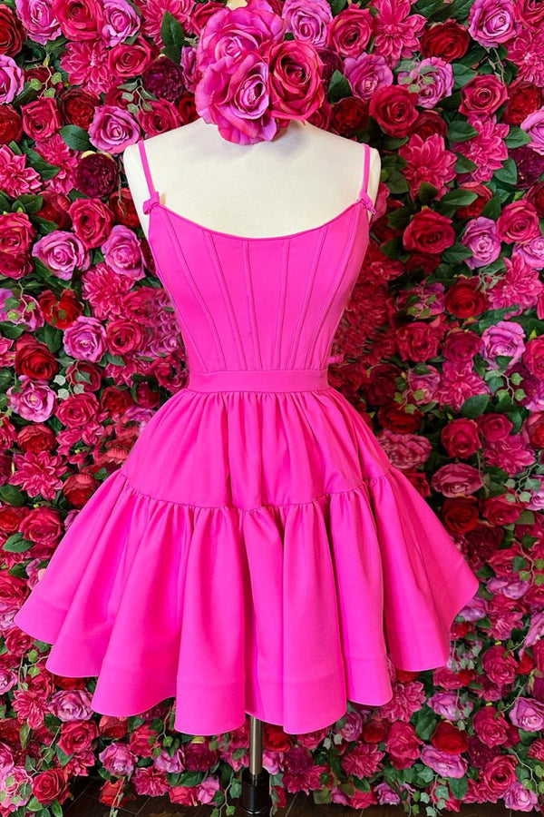 Koscy A-line Ruffled Lace-Up Homecoming Dress