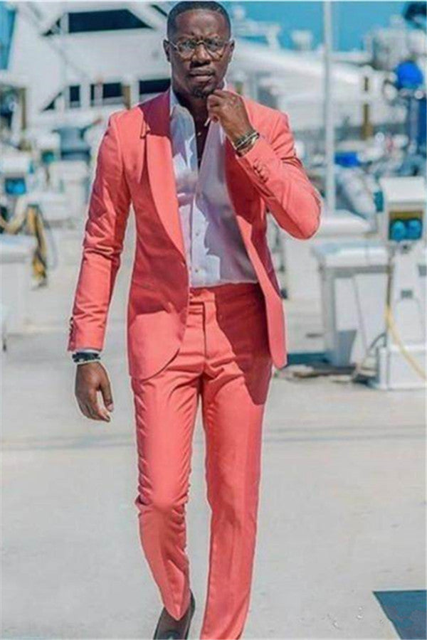 Koscy Peach Shawl Lapel Prince Suit for Wedding - Simple 2 Pieces
