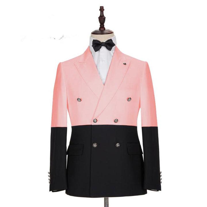 Koscy Handsome Pink Double-Breasted Blazer for Groom