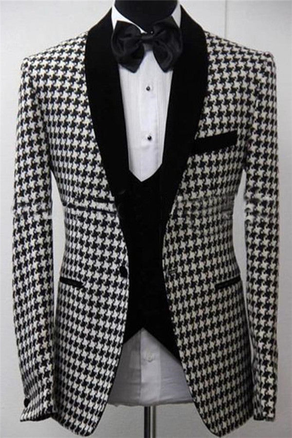 Koscy Bespoke Houndstooth Blazer Groomsmen Outfit - Three-Piece Set