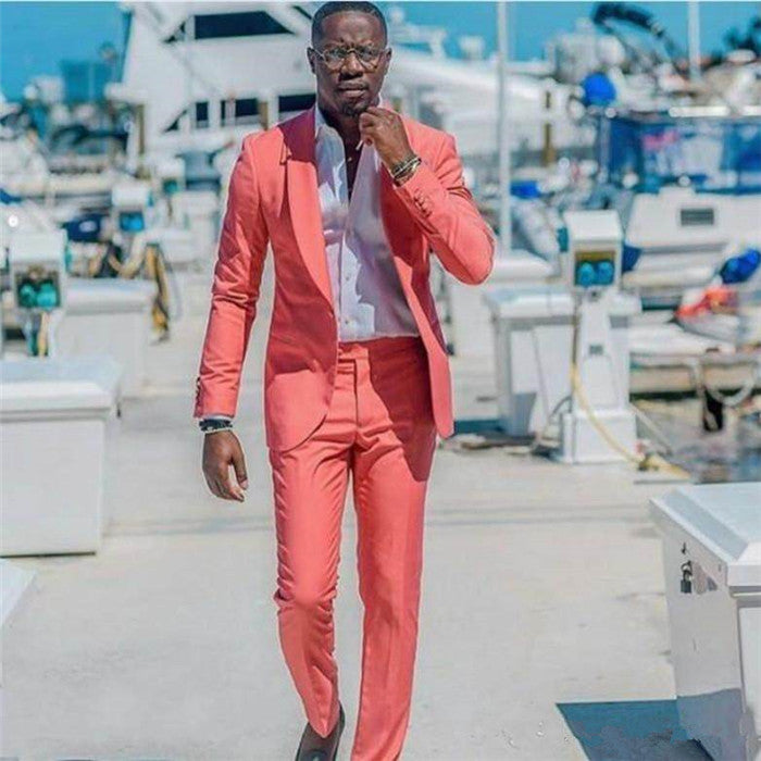 Koscy Peach Shawl Lapel Prince Suit for Wedding - Simple 2 Pieces