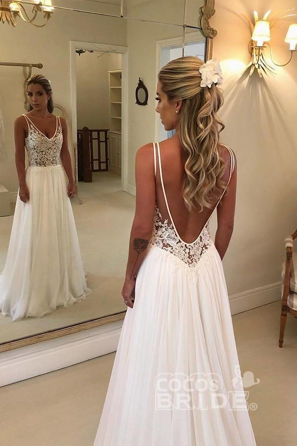 Bmbride V-Neck Sleeveless Appliques A-Line Floor-Length Prom Dresses